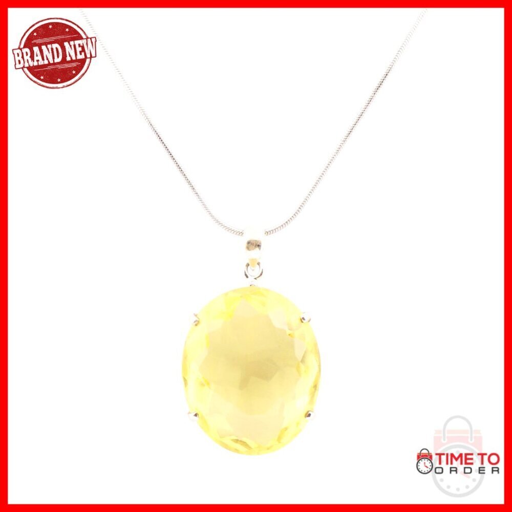 Sterling Silver Gemstone Pendant Oval Cut 75 Carat Jewelry Gift